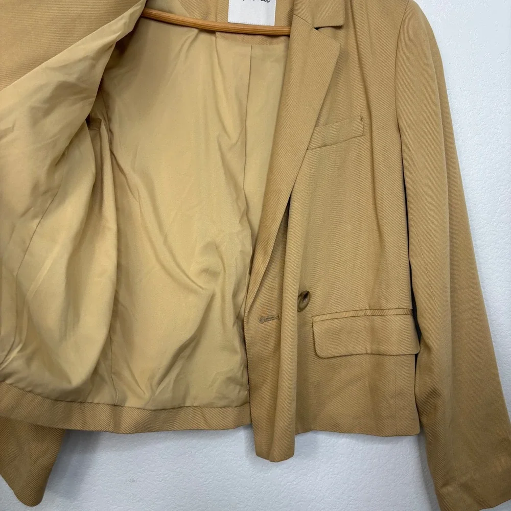Madewell Caldwell Short Blazer Tan Double Breasted Cropped Jacket‎ XS